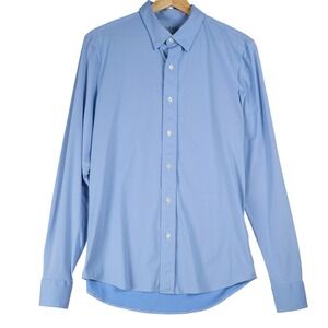 Rhone Commuter Shirt Light Blue Micro Check Stretch Button Down Small S